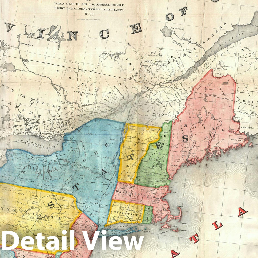 Historic Map : The Great Lakes and St. Lawrence Basin, Andrews, 1853, Vintage Wall Art