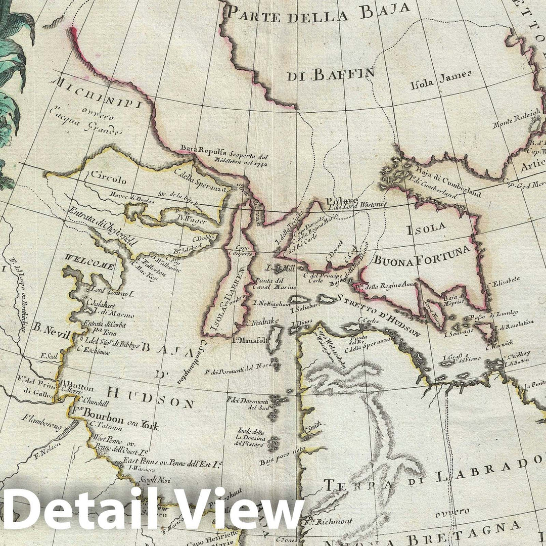 Historic Map : Canada and Greenland: Hudson Bay and Baffin Bay, Zatta, 1778, Vintage Wall Art