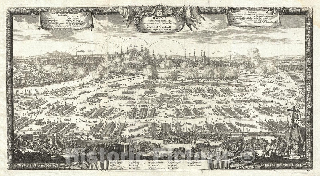 Historic Map : Krakow "Cracow", Poland, Pufendorf, 1697, Vintage Wall Art