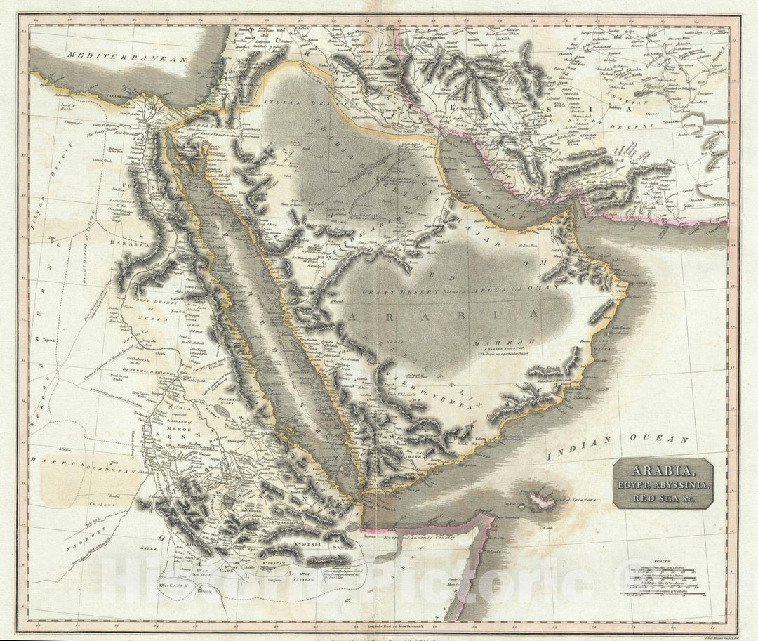 Historic Map : Arabia, Egypt and Abyssinia, Thomson, 1814, Vintage Wall Art