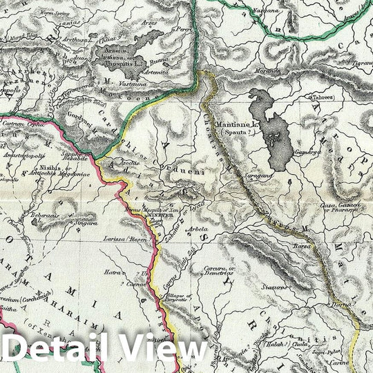 Historic Map : The Ancient Kingdom of Assyria "Georgia, Iran, Armenia, Turkey", Hughes, 1867, Vintage Wall Art