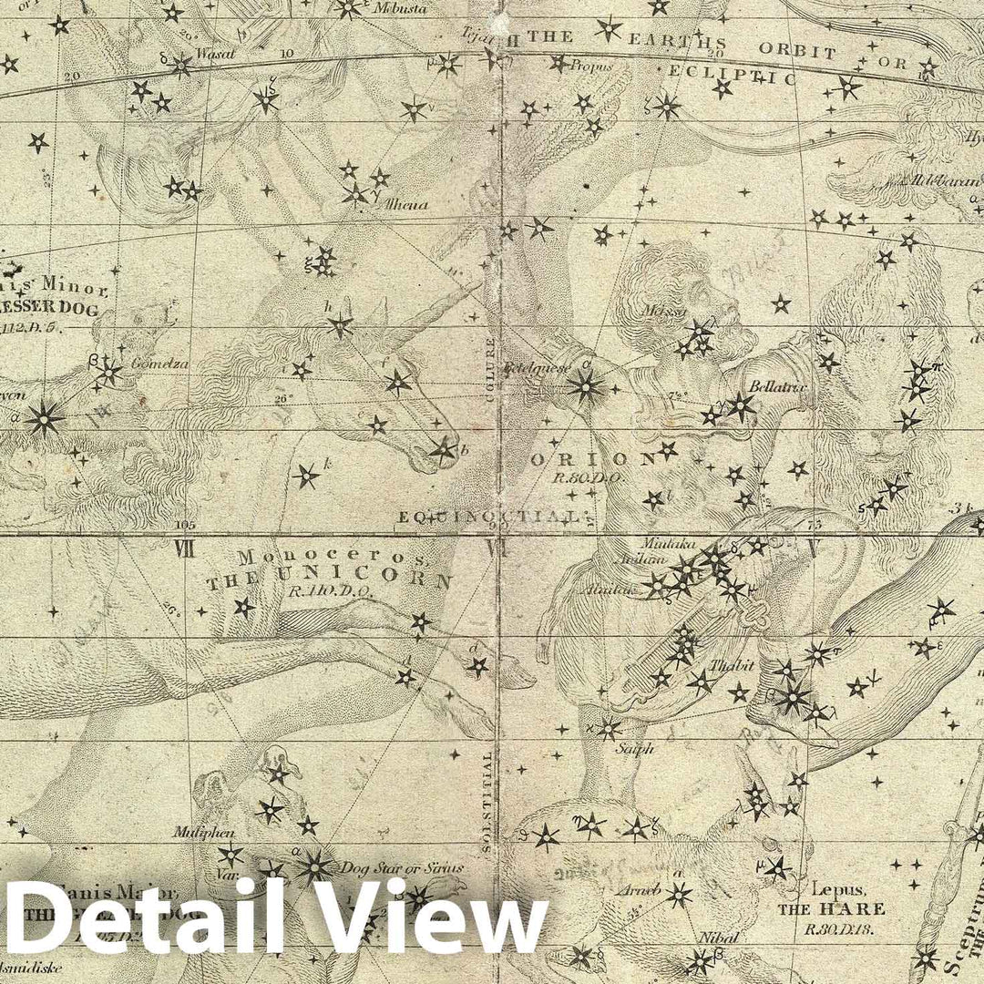 Historic Map : The Constellations or Stars in January, February, and March, Burritt - Huntington, 1835, Vintage Wall Art