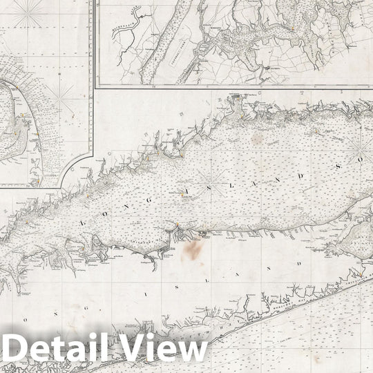 Historic Map : Nautical Chart Long Island, New York, Copley Blueback, 1860, Vintage Wall Art