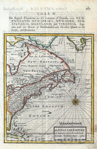 Historic Map : Eastern United States and Canada, Moll, 1701, Vintage Wall Art
