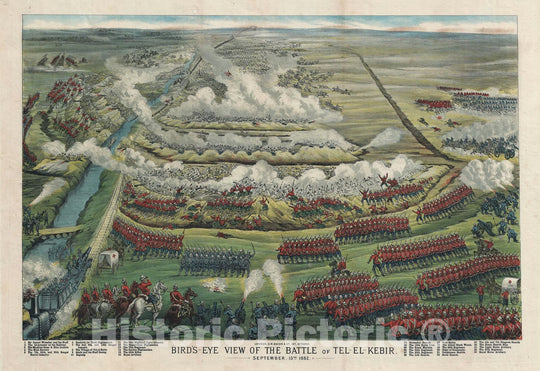 Historic Map : Bird's-Eye View of The Battle of Tel-El-Kebir, Egypt, Bacon, 1890, Vintage Wall Art