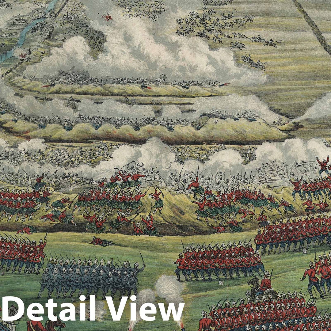 Historic Map : Bird's-Eye View of The Battle of Tel-El-Kebir, Egypt, Bacon, 1890, Vintage Wall Art