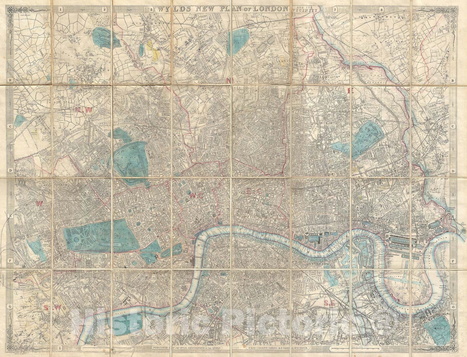 Historic Map : London, England, James Wyld, 1889, Vintage Wall Art