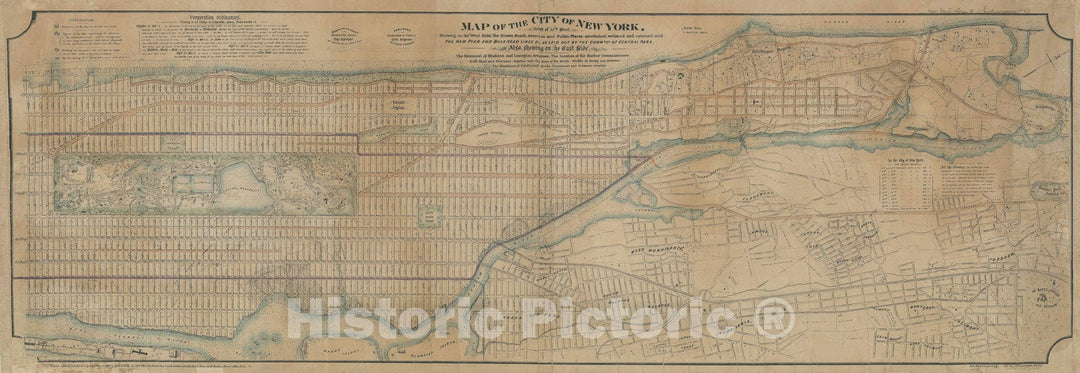 Historic Map : Manhattan, New York City, North of 55th St., Ewen - Towle, 1869, Vintage Wall Art