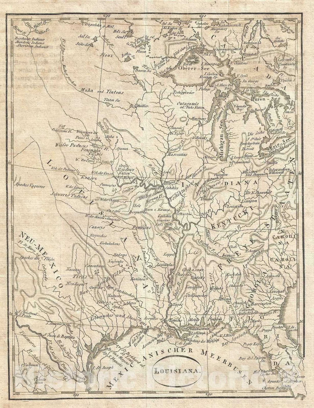 Historic Map : The Central United States, Franz Pluth, 1820, Vintage Wall Art