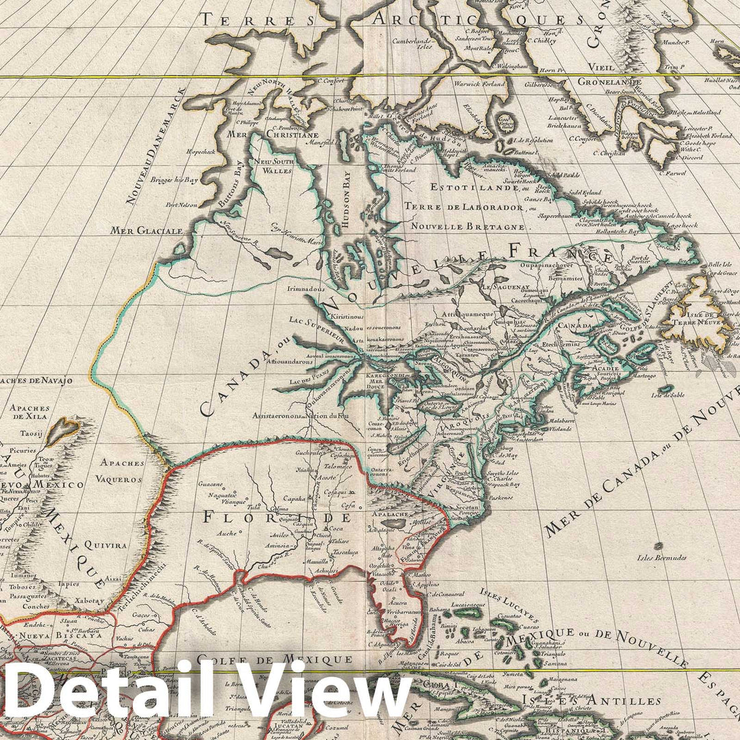 Historic Map : North America "first edition" "California as an Island", Jaillot, 1674, Vintage Wall Art