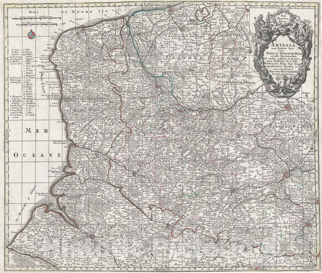 Historic Map : Artesia "Artois", France, Seutter, 1760, Vintage Wall Art