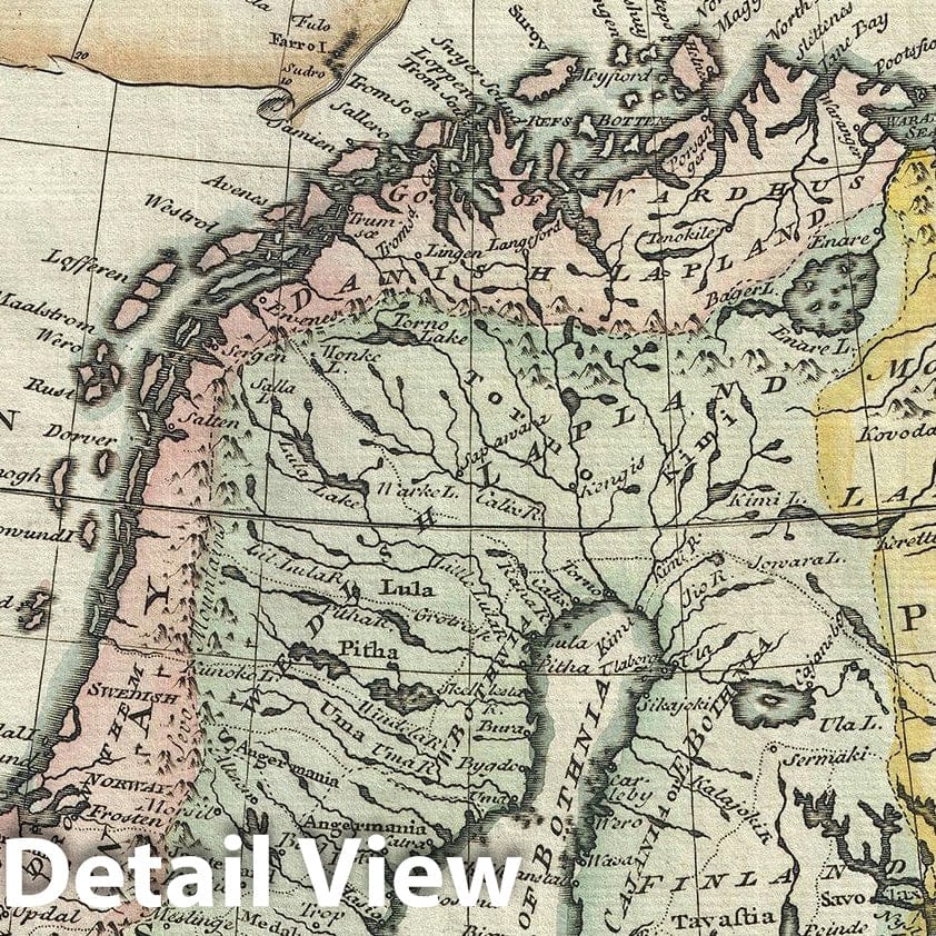 Historic Map : Scandinavia "Norway, Sweden, Finland and Denmark", Bowen, 1747, Vintage Wall Art