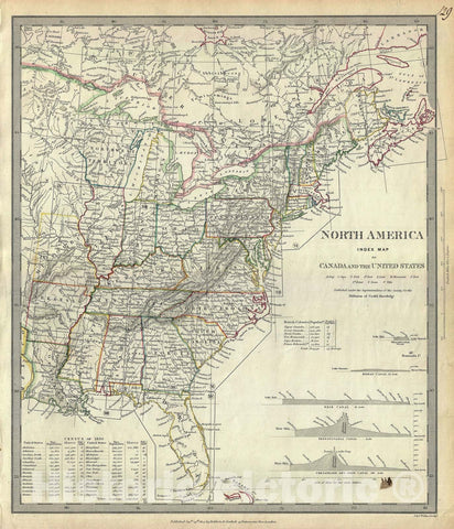 Historic Map : The United States and Canada, S.D.U.K., 1834, Vintage Wall Art