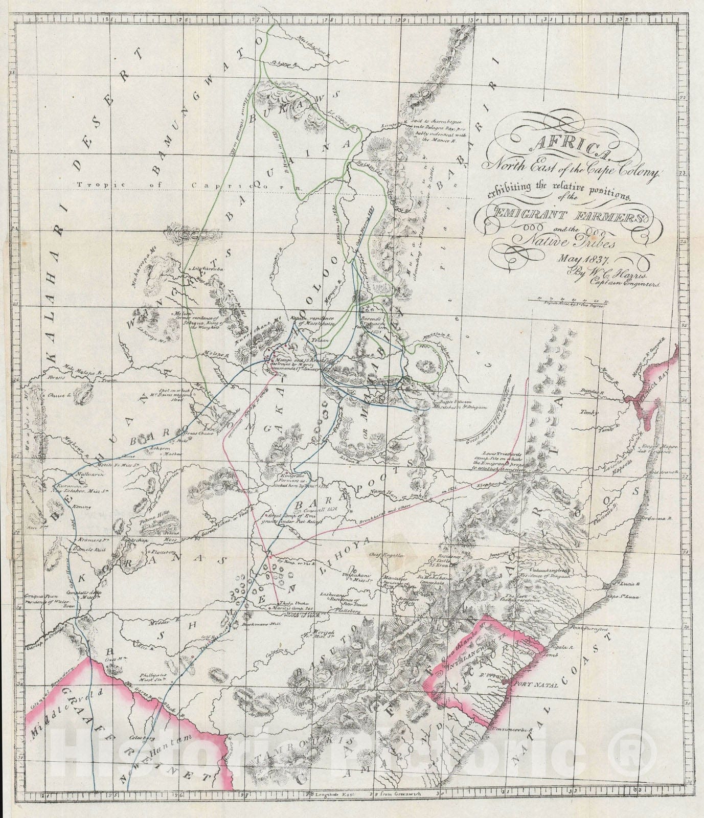 Historic Map : Southern Africa, Harris, 1900, Vintage Wall Art