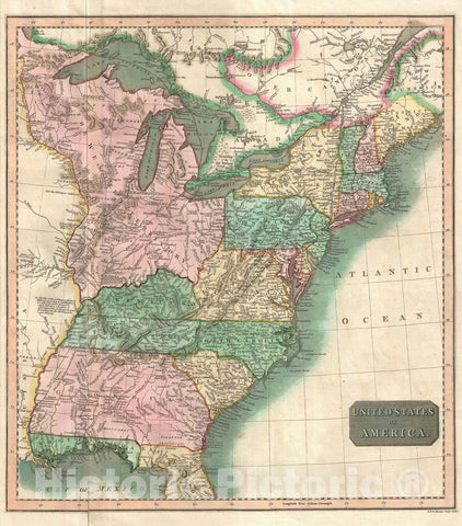 Historic Map : The United States, Thomson, 1814 v2, Vintage Wall Art