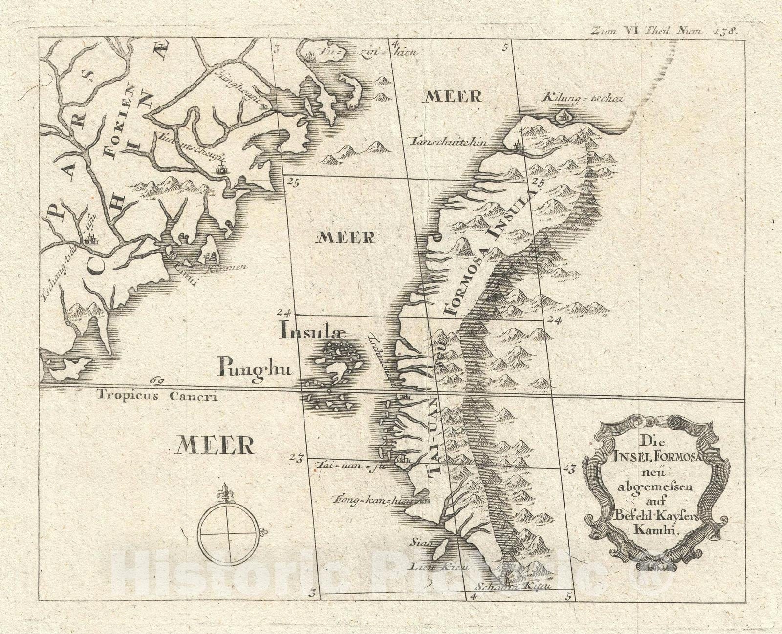 Historic Map : Taiwan or Formosa and Fujian, China, Stoecklein, 1726, Vintage Wall Art