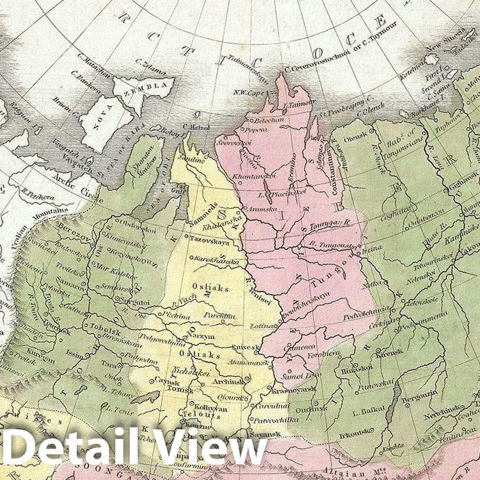 Historic Map : Northern Asia "Tartary, Russia, Siberia, China, Mongolia", BraArtd, 1835, Vintage Wall Art