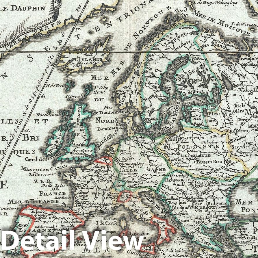 Historic Map : Europe, De Fer, 1700, Vintage Wall Art