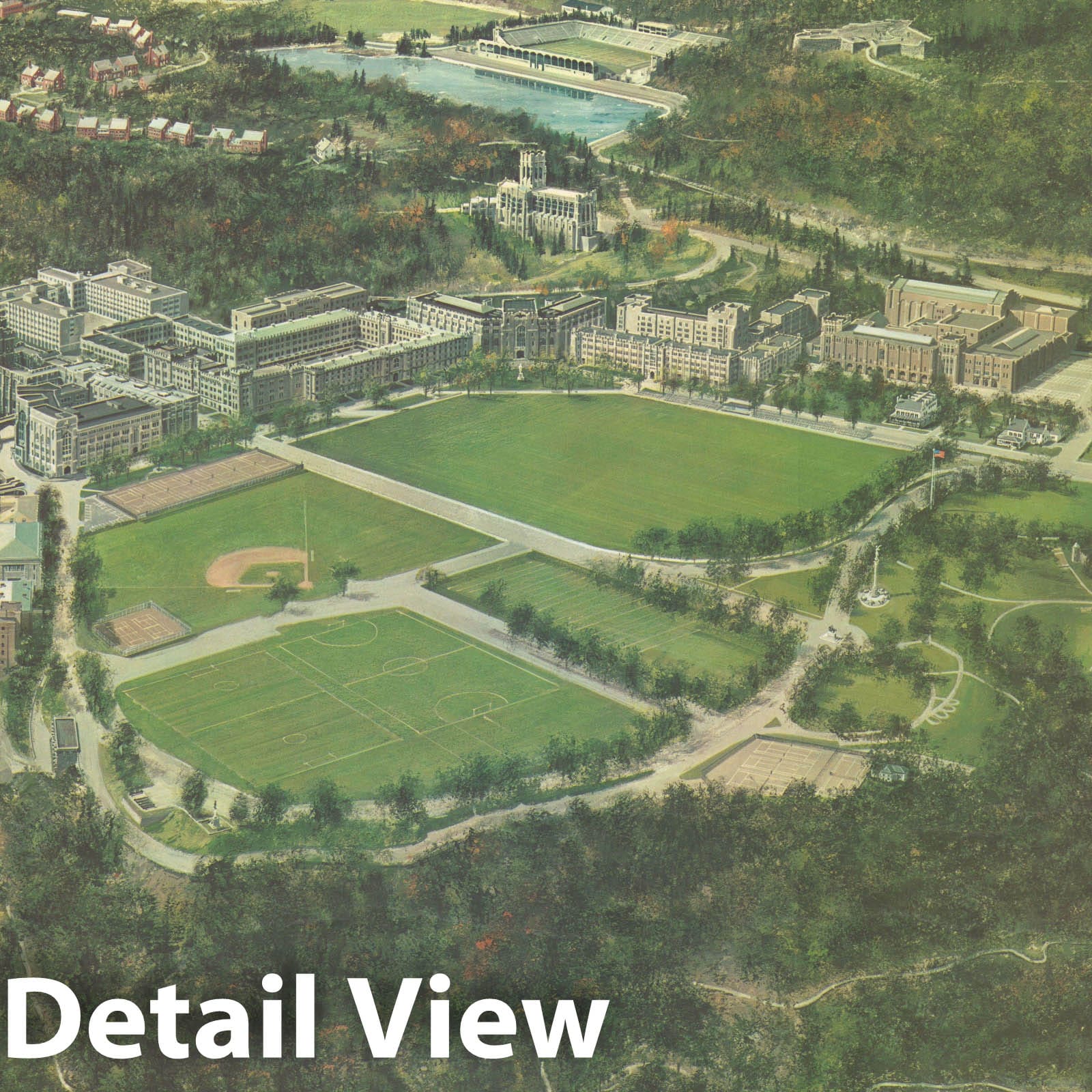 Historic Map : United States Military Academy at West Point, View of the, 1965, Vintage Wall Art