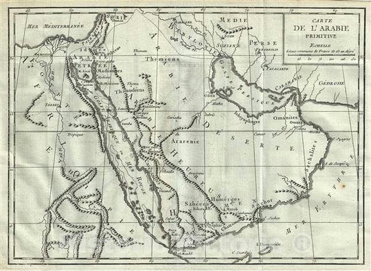 Historic Map : Arabia in Antiquity "Includes Egypt", Delisle de Sales, 1782, Vintage Wall Art