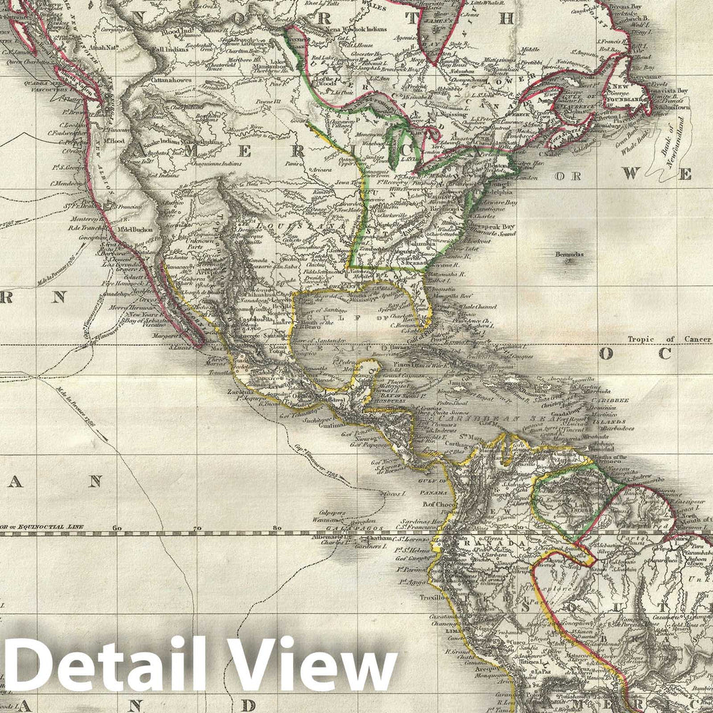 Historic Map : North America and South America, Pinkerton, 1812, Vintage Wall Art