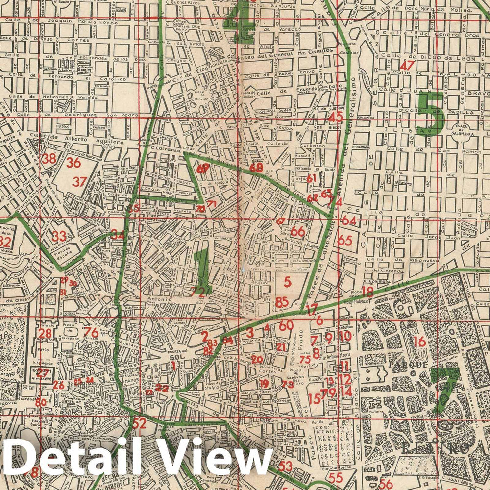 Historic Map : Plan of Madrid, Spain, El Firmamento, 1950, Vintage Wall Art