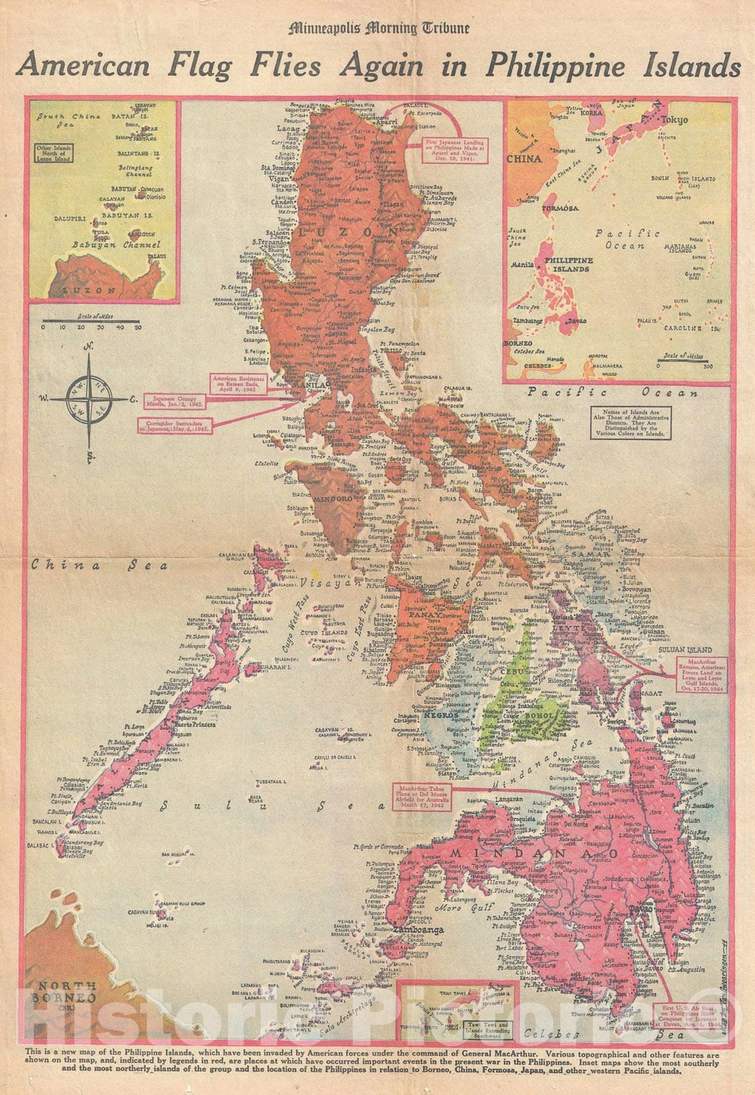 Historic Map : The Philippines, Swearingen, 1944, Vintage Wall Art