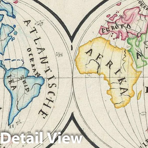 Historic Map : The World in Hemispheres, Sikkel Manuscript, 1871, Vintage Wall Art