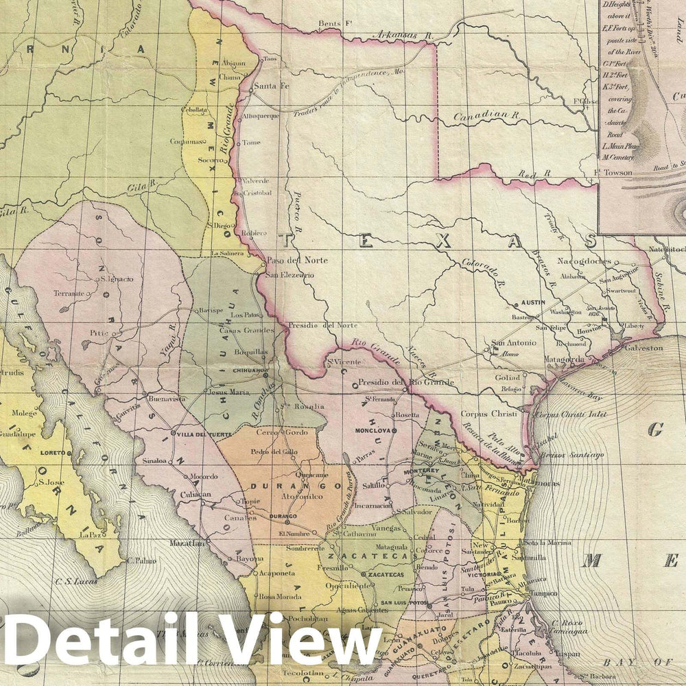 Historic Map : Texas at fullest and Mexico, Mitchell, 1847, Vintage Wall Art