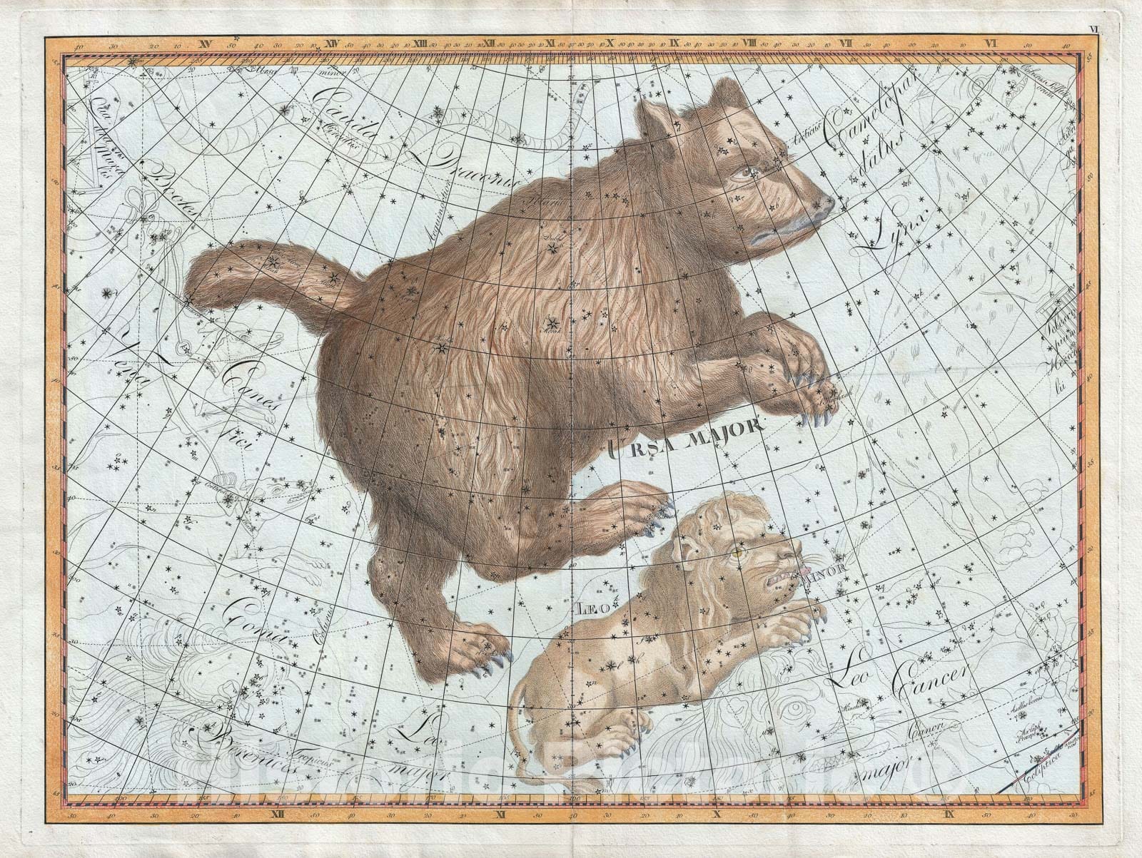 Historic Map : Celestial Chart Ursa Major Constellation "Big Dipper" "elephant folio", Bode, 1801, Vintage Wall Art