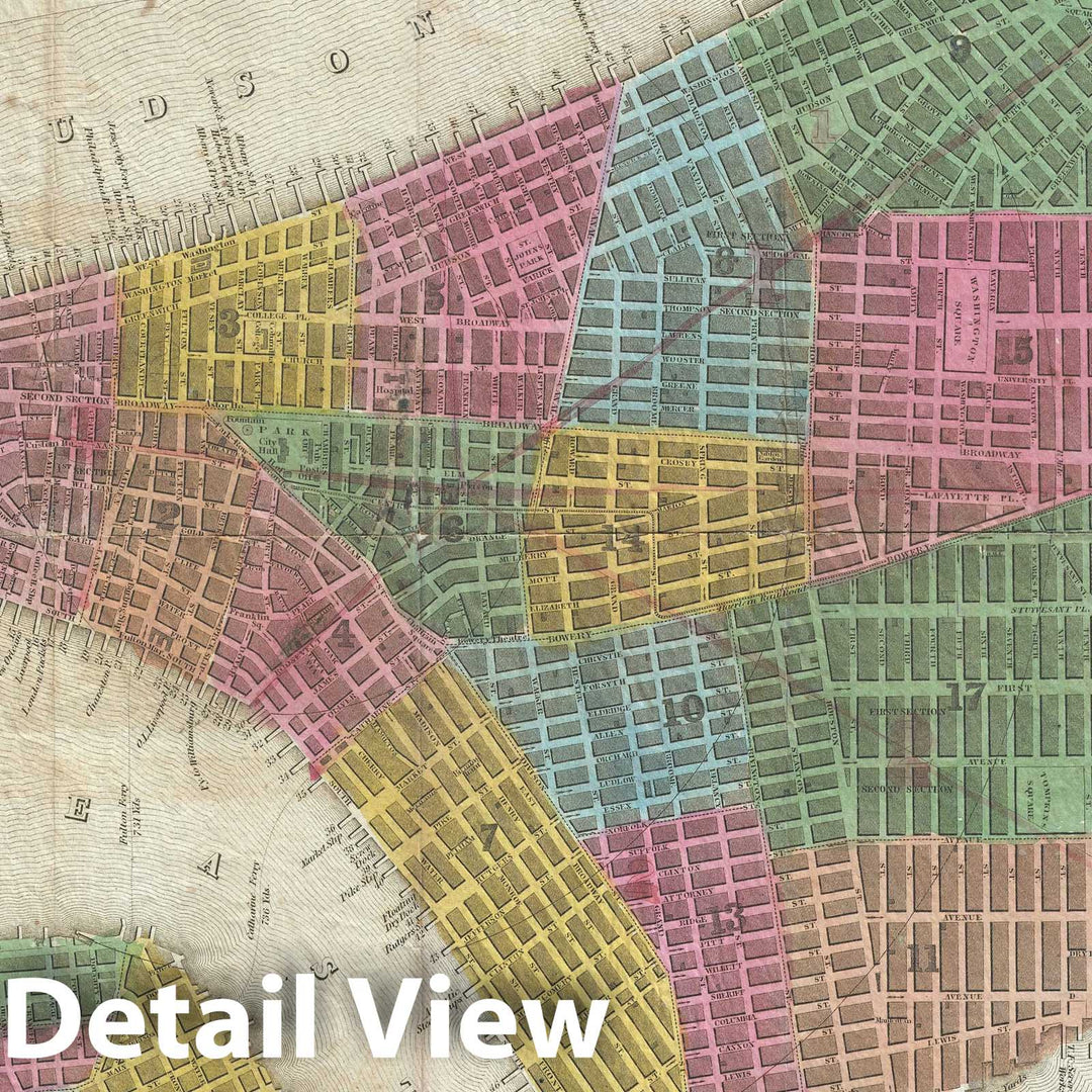 Historic Map : New York City "Manhattan and Brooklyn", Humphrey Phelps, 1845, Vintage Wall Art