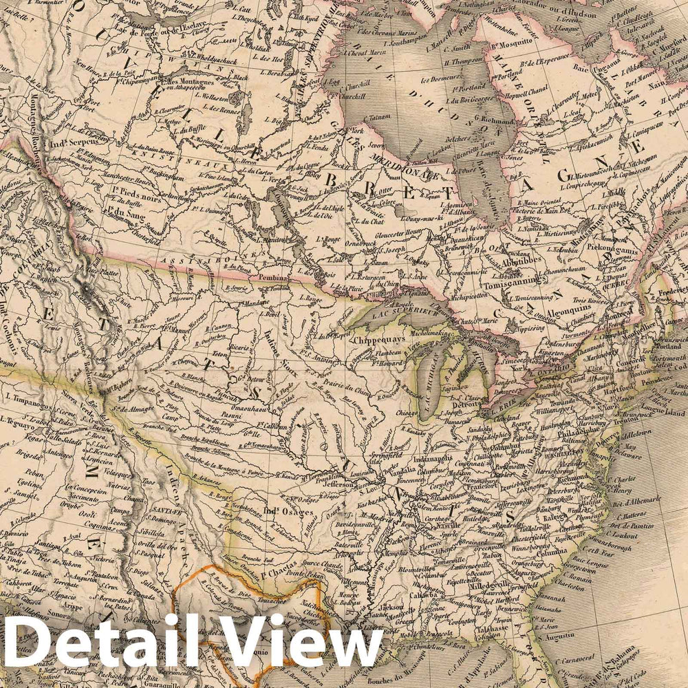 Historic Map : North America and The Republic of Texas, Lapie, 1838, Vintage Wall Art