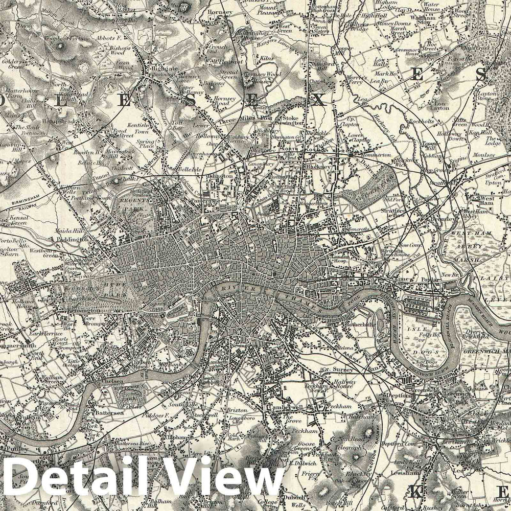 Historic Map : London, England, Colton, 1855, Vintage Wall Art