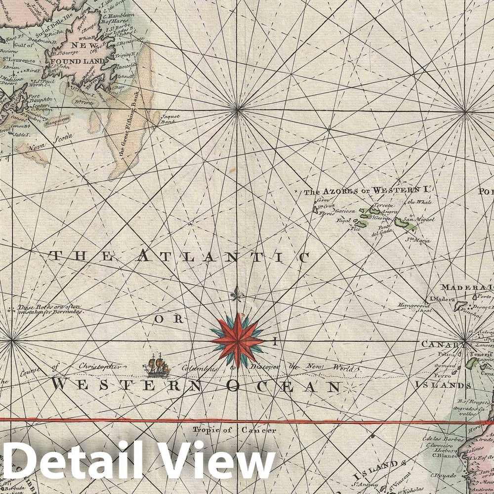 Historic Map : The Atlantic Ocean "including The West Indies, Europe, Africa, and North America", Bowen, 1744, Vintage Wall Art