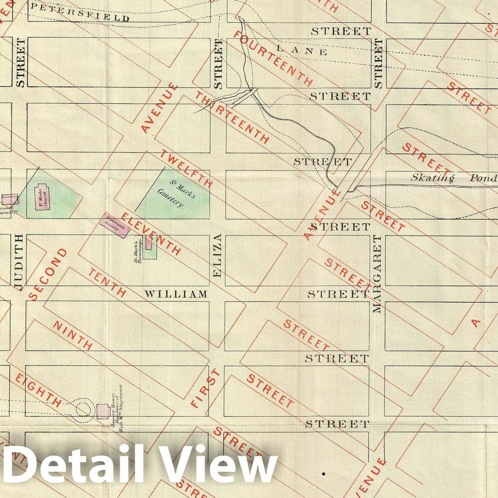 Historic Map : The Bowery in Old New York City, Valentine, 1868, Vintage Wall Art