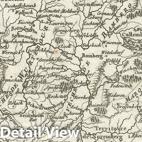 Historic Map : Franconia, Germany, Vaugondy, 1749, Vintage Wall Art