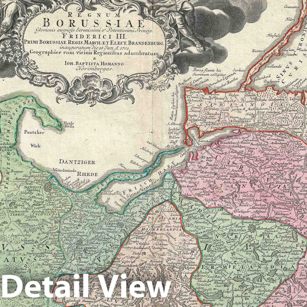 Historic Map : Northern Poland, Konigsburg "Kaliningrad", and Lithuania, Homann, 1710, Vintage Wall Art