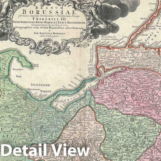 Historic Map : Northern Poland, Konigsburg "Kaliningrad", and Lithuania, Homann, 1710, Vintage Wall Art