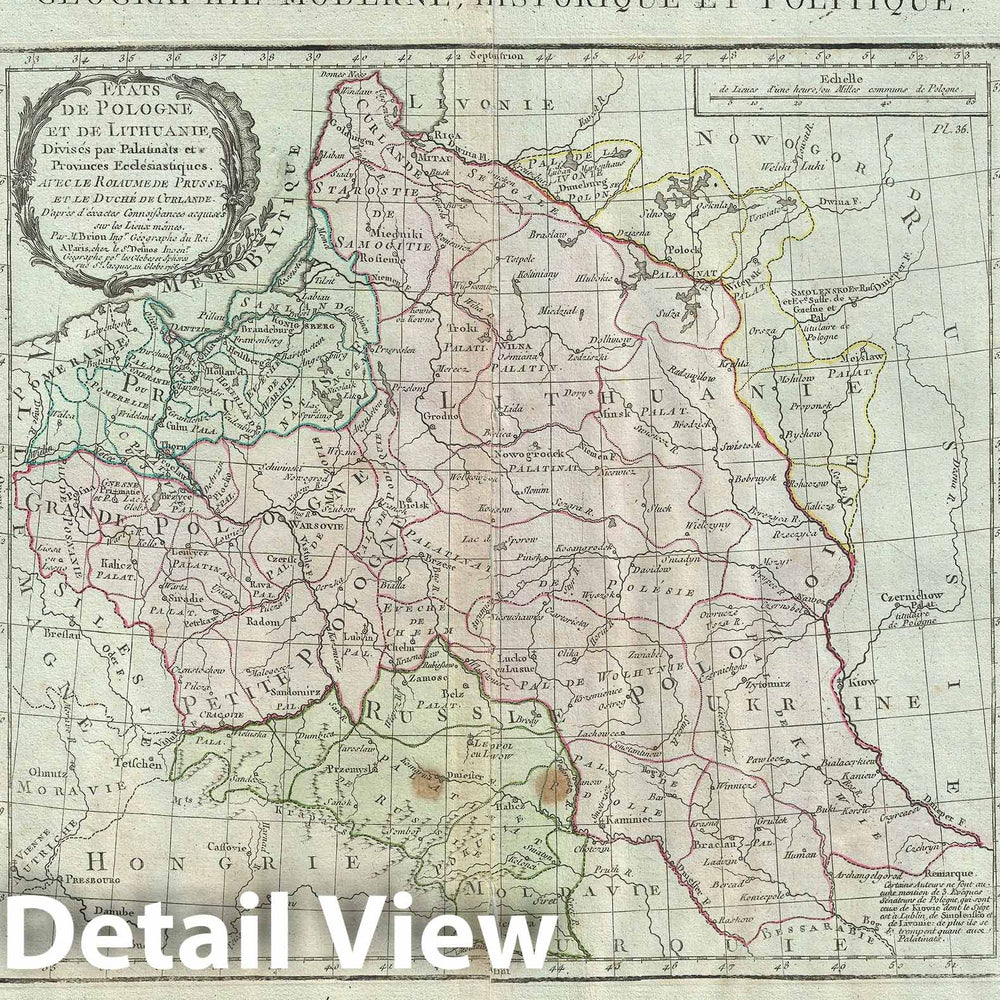 Historic Map : Poland and Lithuania, Brion and Desnos, 1790, Vintage Wall Art