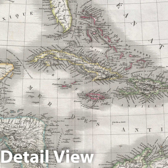 Historic Map : The West Indies or Antilles and Central America, Lapie, 1829, Vintage Wall Art