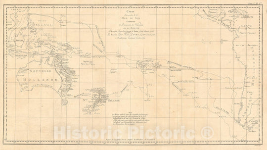 Historic Map : Nautical Chart Pacific Ocean, Cook, Benard, Hawkesworth, 1774, Vintage Wall Art