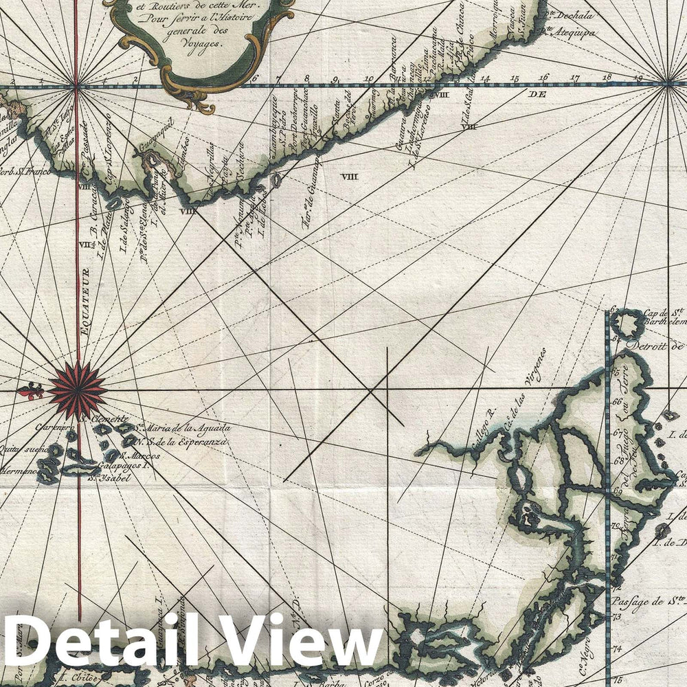 Historic Map : The West Coast of South America and Central America, Bellin, 1750, Vintage Wall Art