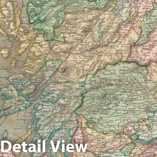 Historic Map : Scotland with The Shteland anArtkney Islands, Thomson, 1815, Vintage Wall Art