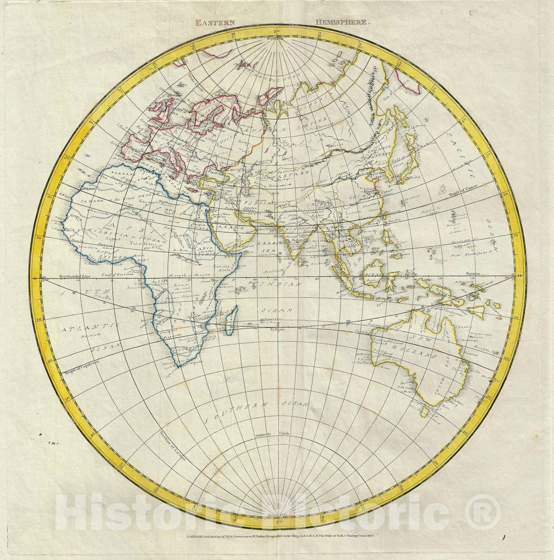 Historic Map : The Eastern Hemisphere, Manuscript, 1823, Vintage Wall Art