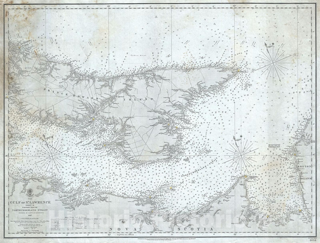 Historic Map : Nautical Chart Prince Edward Island, Canada, 1864, Vintage Wall Art