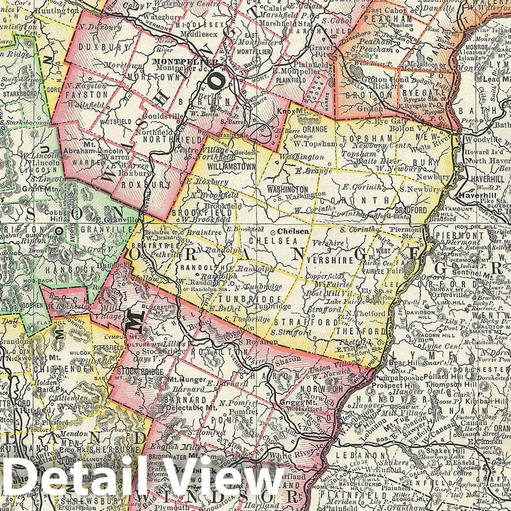 Historic Map : Vermont, United States, Rand McNally, 1888, Vintage Wall Art