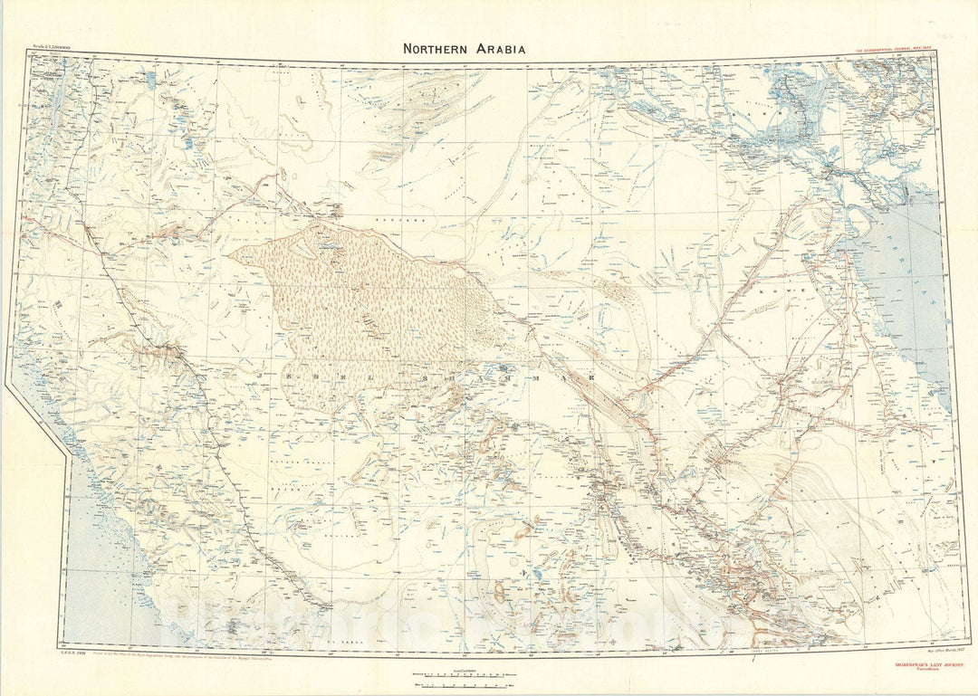 Historic Map : Northern Saudi Arabia, Kuwait, and southern Iraq, War Office, 1922, Vintage Wall Art