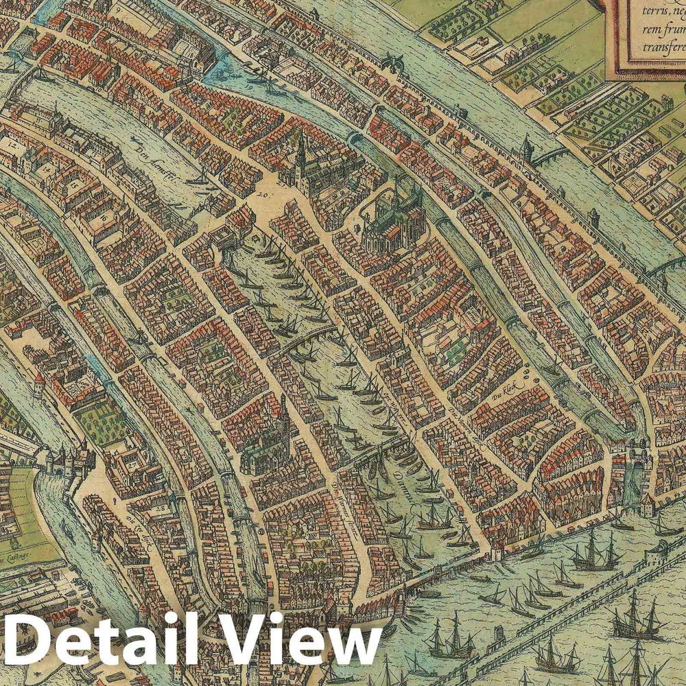 Historic Map : Amsterdam, Braun and Hogenberg, 1572, Vintage Wall Art