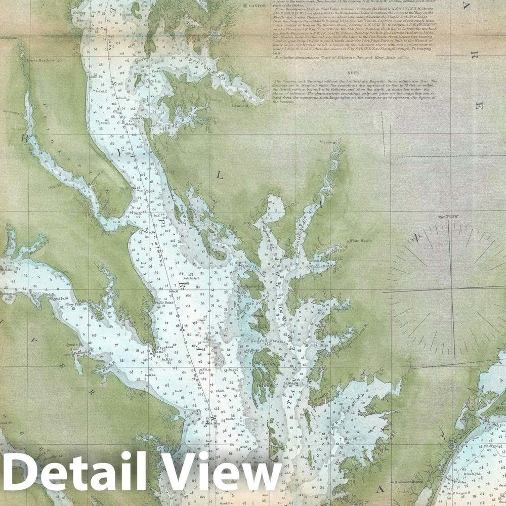 Historic Map : The Chesapeake Bay and Delaware Bay, U.S. Coast Survey, 1866 v2, Vintage Wall Art