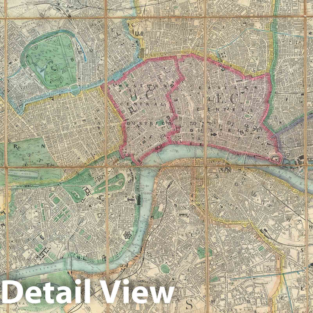 Historic Map : London, England, Stanford, 1861, Vintage Wall Art